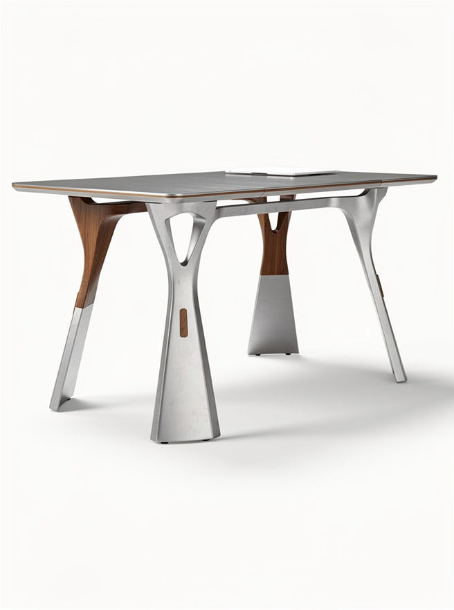 Stół biurowy z aluminium i drewna – nowoczesny design z ergonomicznymi nogami